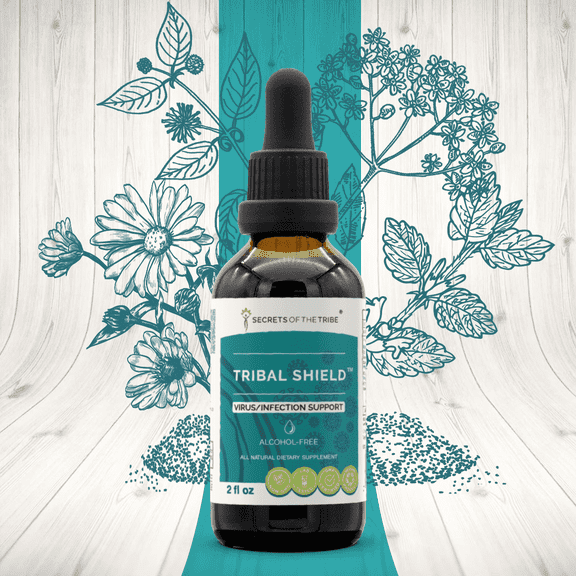 Secrets Of The Tribe Tribal Shield Blend Tincture Dietary Supplement, Natural Extract, Made from Elder Flower, Calendula, Lemon Balm, Echinacea, Oregon Grape 2 oz