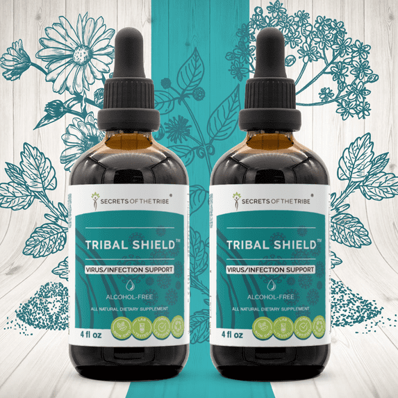 Tribal Shield Alcohol-FREE Extract, Tincture, Elder Flower, Calendula, Lemon Balm, Echinacea, Oregon Grape. Immune/Endurance/Wellbeing 2x4 oz