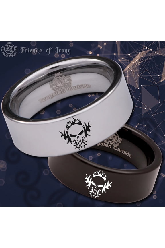 Tribal Skull Tungsten Carbide Ring