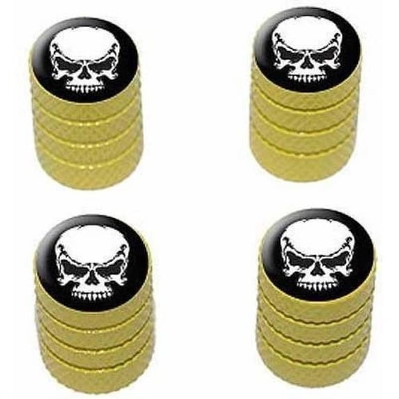 Tribal Skull on Black Tire Rim Wheel Aluminum Valve Stem Caps, Multiple Colors