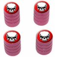 thumbnail image 1 of Tribal Skull on Red Tire Rim Wheel Aluminum Valve Stem Caps, Multiple Colors, 1 of 1