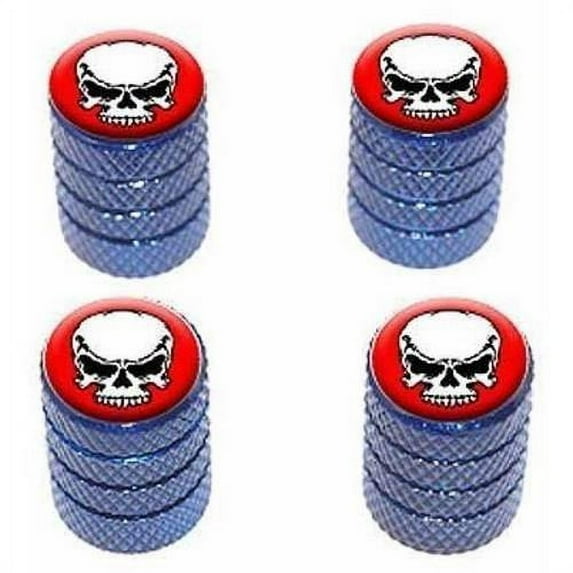 Tribal Skull on Red Tire Rim Wheel Aluminum Valve Stem Caps, Multiple Colors