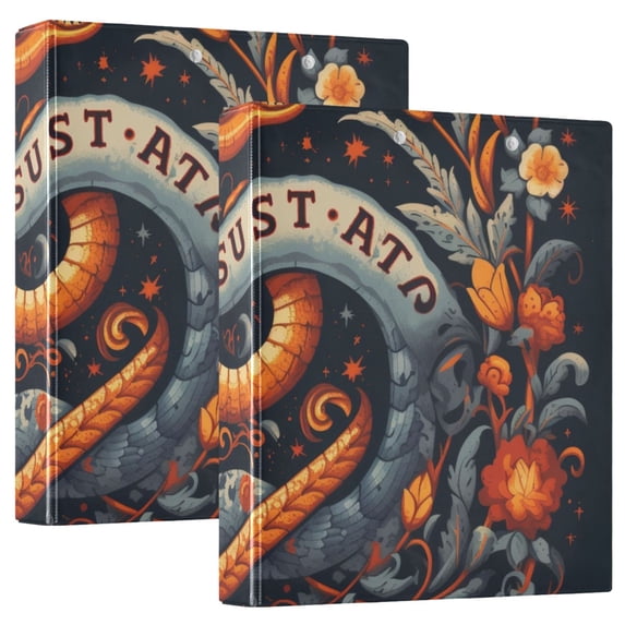 Tribal Snake Leaves 3 Ring Binders 1.5 inch Hardcover File Folders with Interior Pockets A4 Size Organizer for School Office Hospital