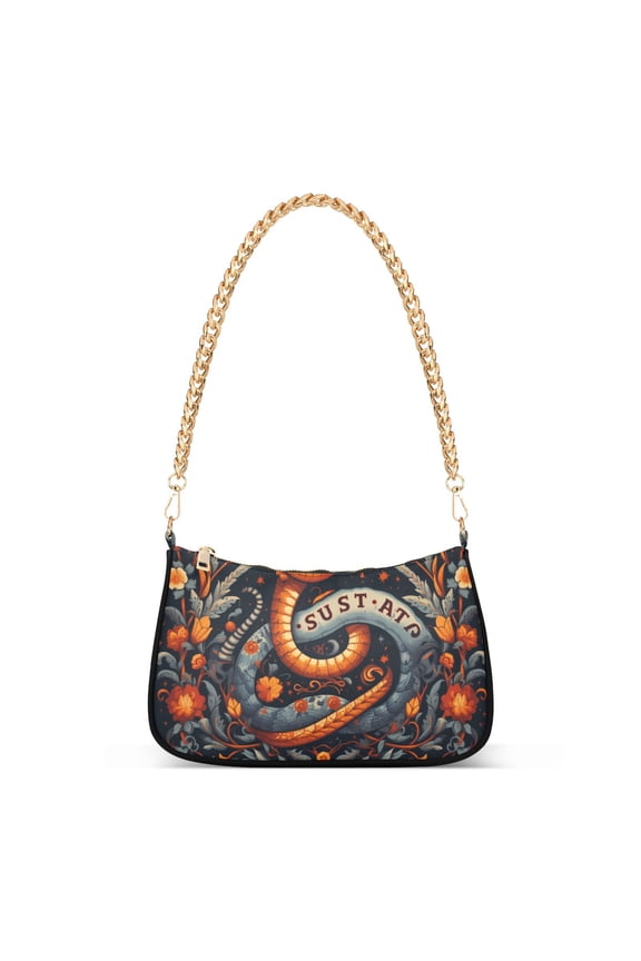 Tribal Snake LeavesWomen Small Shoulder Bag Crossbody Tote Hobo Bags Purse Clutch Handbags with Chain Strap for Women