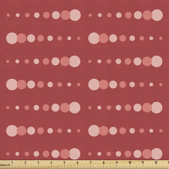 Ambesonne Tribal Fabric by the Yard Upholstery, Boho Modern Polka Dots Art, 3 Yards, Dark Coral Peach Salmon