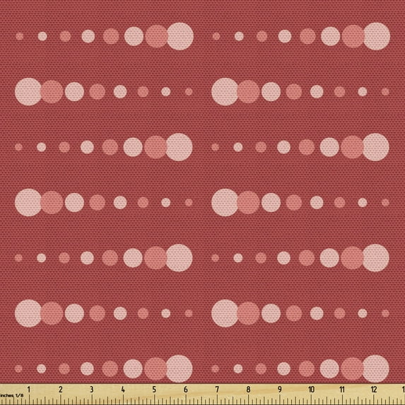 Ambesonne Tribal Fabric by the Yard Upholstery, Boho Modern Polka Dots Art, 10 Yards, Dark Coral Peach Salmon