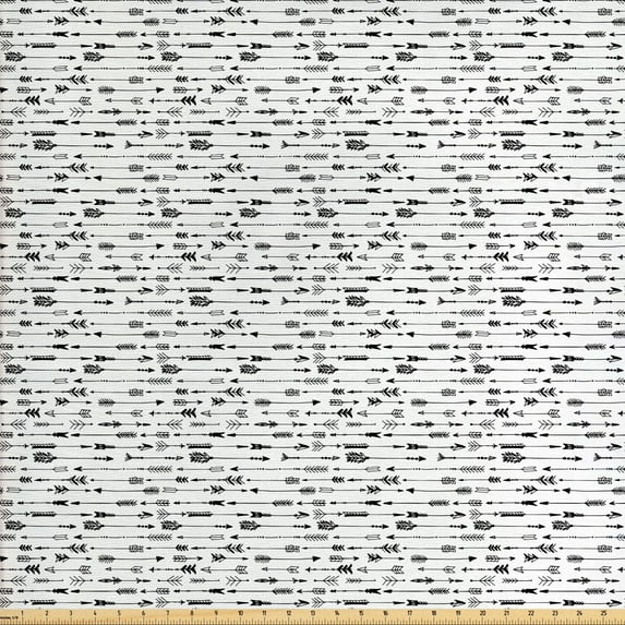 Ambesonne Tribal Fabric by the Yard Upholstery, Rustic Arrows, 3 Yards, Black and White