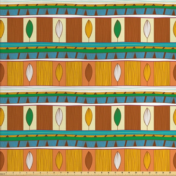 Ambesonne Tribal Fabric by the Yard Upholstery, Native and Motif, 10 Yards, Multicolor