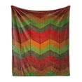 thumbnail image 1 of Tribal Soft Flannel Fleece Throw Blanket, Abstract Zig Zag Geometrical Stripes Inspired Bohem Art, Cozy Plush for Indoor and Outdoor Use, 50" x 70", Forest Green Orange, by Ambesonne, 1 of 5