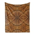 thumbnail image 1 of Tribal Soft Flannel Fleece Throw Blanket, Boho Bamboo Pattern Prehistoric Eastern Jagged Wood Style Print, Cozy Plush for Indoor and Outdoor Use, 60" x 80", Ginger, by Ambesonne, 1 of 5