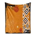 thumbnail image 1 of Tribal Soft Flannel Fleece Throw Blanket, Design Bold Lines Geometric Triangles Artwork Image, Cozy Plush for Indoor and Outdoor Use, 50" x 70", Black Orange and White, by Ambesonne, 1 of 6