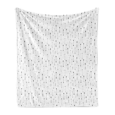 Tribal Soft Flannel Fleece Throw Blanket, Direction Pointers Symbolic Culture Illustration of Bohemian Vibes, Cozy Plush for Indoor and Outdoor Use, 50" x 60", Charcoal Grey and White, by Ambesonne