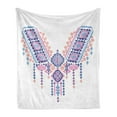 thumbnail image 1 of Tribal Soft Flannel Fleece Throw Blanket, Geometric Design Aztec Style Bohemian Retro Print, Cozy Plush for Indoor and Outdoor Use, 70" x 90", Coral Pink and Blue, by Ambesonne, 1 of 5