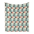 thumbnail image 1 of Tribal Soft Flannel Fleece Throw Blanket, Hand Drawn Composition of Grid Style Squares with Chevron Zigzag Stripes Pattern, Cozy Plush for Indoor and Outdoor Use, 50" x 70", Multicolor, by Ambesonne, 1 of 5