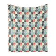 thumbnail image 1 of Tribal Soft Flannel Fleece Throw Blanket, Hand Drawn Composition of Grid Style Squares with Chevron Zigzag Stripes Pattern, Cozy Plush for Indoor and Outdoor Use, 60" x 80", Multicolor, by Ambesonne, 1 of 5