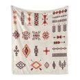thumbnail image 1 of Tribal Soft Flannel Fleece Throw Blanket, Illustration of Aztec Culture Pattern Tribal Design Geometric Print, Cozy Plush for Indoor and Outdoor Use, 50" x 60", Orange and Brown, by Ambesonne, 1 of 6