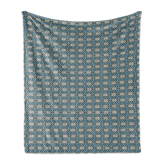 Tribal Soft Flannel Fleece Throw Blanket, Inspired Pattern with Colorful Motif Geometric Elements Illustration, Cozy Plush for Indoor and Outdoor Use, 50" x 70", Multicolor, by Ambesonne