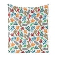 thumbnail image 1 of Tribal Soft Flannel Fleece Throw Blanket, Mayan and Aztec Prehistoric with Shaman and Lamas Boho Design, Cozy Plush for Indoor and Outdoor Use, 60" x 80", Multicolor, by Ambesonne, 1 of 6
