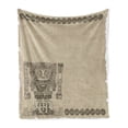 thumbnail image 1 of Tribal Soft Flannel Fleece Throw Blanket, Mayan and Inca Tribal Superstition Prehistoric Relic Archeology, Cozy Plush for Indoor and Outdoor Use, 50" x 60", Tan Army Green, by Ambesonne, 1 of 6