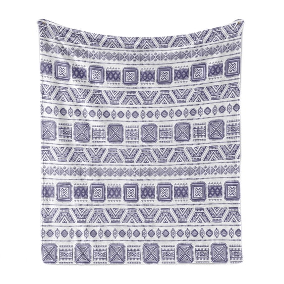 Tribal Soft Flannel Fleece Throw Blanket, Mexican Pattern with Geometric Forms Vintage Boho Artwork Design Print, Cozy Plush for Indoor and Outdoor Use, 50" x 60", Mauve White, by Ambesonne