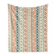 thumbnail image 1 of Tribal Soft Flannel Fleece Throw Blanket, Mexican Style Aztec Patterned Retro Hand Drawn Design Abstract, Cozy Plush for Indoor and Outdoor Use, 70" x 90", Blue Orange Ivory, by Ambesonne, 1 of 6