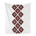 thumbnail image 1 of Tribal Soft Flannel Fleece Throw Blanket, Native Design American Style Zig Zag Aztec Motifs Ornaments Image, Cozy Plush for Indoor and Outdoor Use, 50" x 60", Vermilion and White, by Ambesonne, 1 of 6