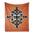 thumbnail image 1 of Tribal Soft Flannel Fleece Throw Blanket, Pattern Abstract Design Traditional Elements Print, Cozy Plush for Indoor and Outdoor Use, 60" x 80", Orange Black Pale Blue, by Ambesonne, 1 of 5
