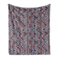 thumbnail image 1 of Tribal Soft Flannel Fleece Throw Blanket, Striped Abstract Pattern with Creative Triangles Artwork, Cozy Plush for Indoor and Outdoor Use, 60" x 80", Cinnamon Black Teal, by Ambesonne, 1 of 6