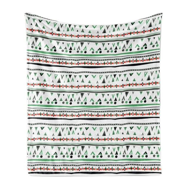Tribal Soft Flannel Fleece Throw Blanket, Style Traditional Aztec Pattern Old Fashioned Hippie Boho Influences, Cozy Plush for Indoor and Outdoor Use, 50" x 60", Multicolor, by Ambesonne