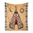 thumbnail image 1 of Tribal Soft Flannel Fleece Throw Blanket, Tent with Cultural Unique Bohemian Free Design, Cozy Plush for Indoor and Outdoor Use, 50" x 60", Pale Coffee Brown, by Ambesonne, 1 of 5