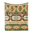 thumbnail image 1 of Tribal Soft Flannel Fleece Throw Blanket, Vector Design with Aztec Mayan Culture Style Stripes Shapes Print, Cozy Plush for Indoor and Outdoor Use, 50" x 60", Green Brown Amber, by Ambesonne, 1 of 6