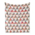 thumbnail image 1 of Tribal Soft Flannel Fleece Throw Blanket, Vibrant Triangle Watercolor Timeless Hand Drawn Doodle Pattern, Cozy Plush for Indoor and Outdoor Use, 50" x 60", Orange Jade Green Pink, by Ambesonne, 1 of 5