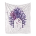 thumbnail image 1 of Tribal Soft Flannel Fleece Throw Blanket, Watercolor Headdress Prehistoric Culture Folk Traditional, Cozy Plush for Indoor and Outdoor Use, 50" x 70", Pale Mauve Lavender, by Ambesonne, 1 of 6