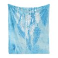 thumbnail image 1 of Tribal Soft Flannel Fleece Throw Blanket, Watercolors Style Digital Made Feather Hanging down in Picture Aztec, Cozy Plush for Indoor and Outdoor Use, 50" x 60", Blue White, by Ambesonne, 1 of 6