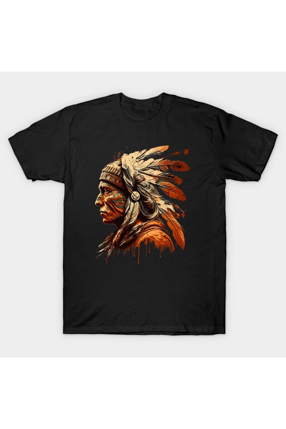 Tribal Spirit Indian Chief Portrait G8914 Unisex T-Shirt, Up to Size 5XL