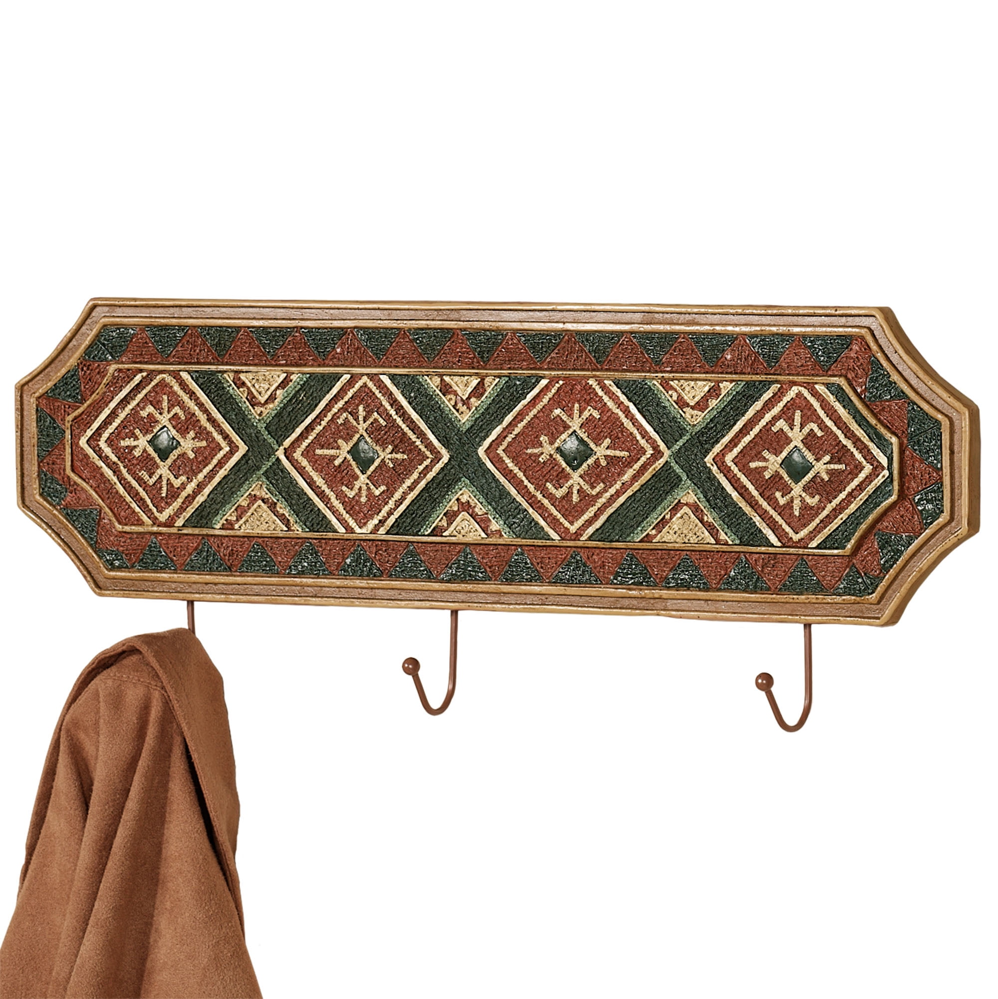 Russet Rack Tribal Spirit Wall Hook Rack Russet And Brown Tones 14”W x 1”D x 5.5”H ...