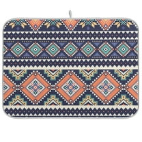Tribal Striped Aztec Geometric Dish Drying Mat Microfiber Kitchen Mats Large Counter Absorbent Dish Pad Drainer Rack 16"x18"