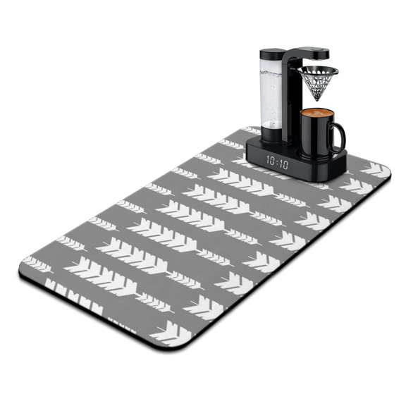 Tribal Style Absorbent Coffee Mat, Leak-Proof Dish Drying Pad with Boho Chic Artistic Design, Non-Slip Kitchen Mat for Coffee Bar & Countertop Protection