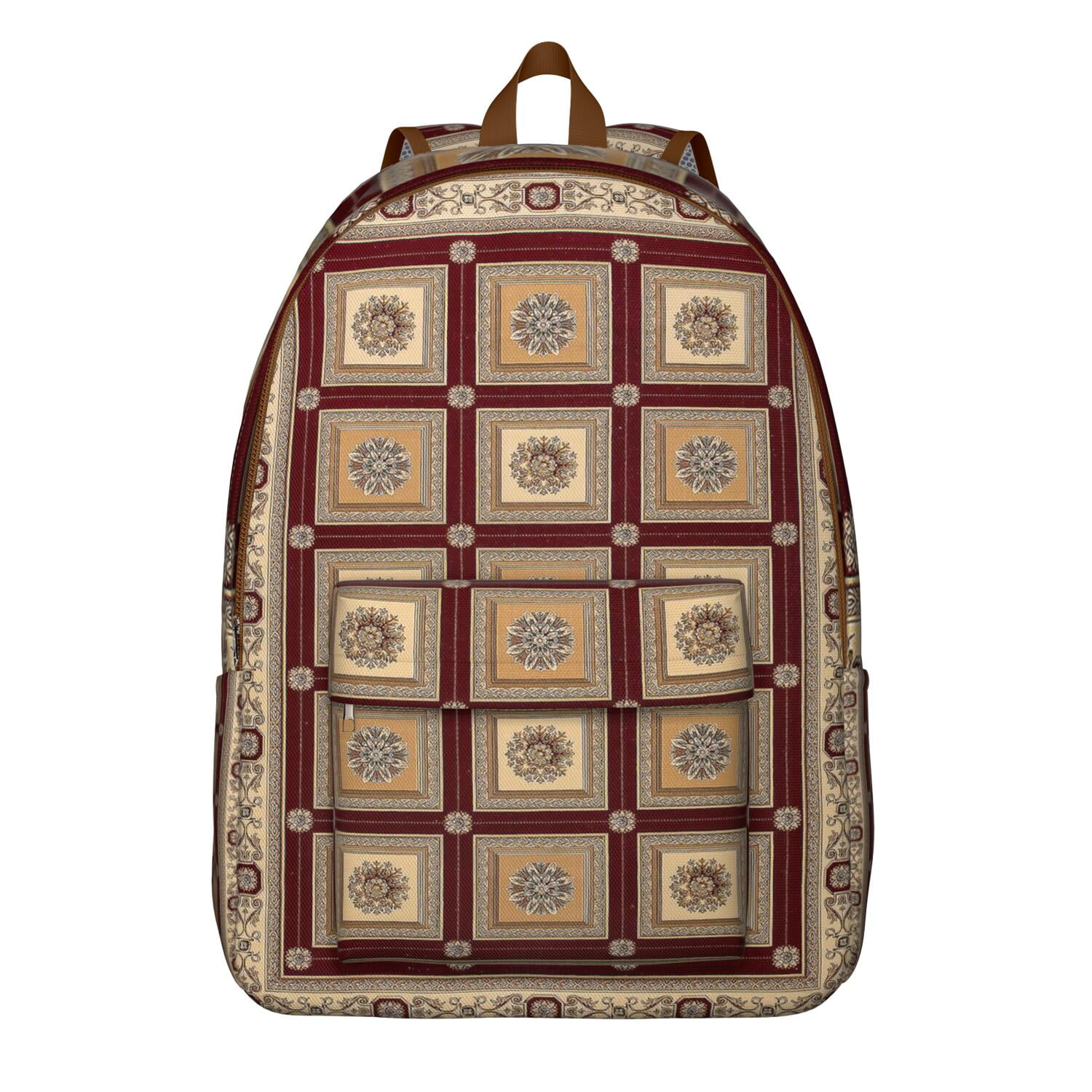 Tribal Style Backpack for College, Artistic Boho Patterned Daypack with Large Capacity and Water Resistance