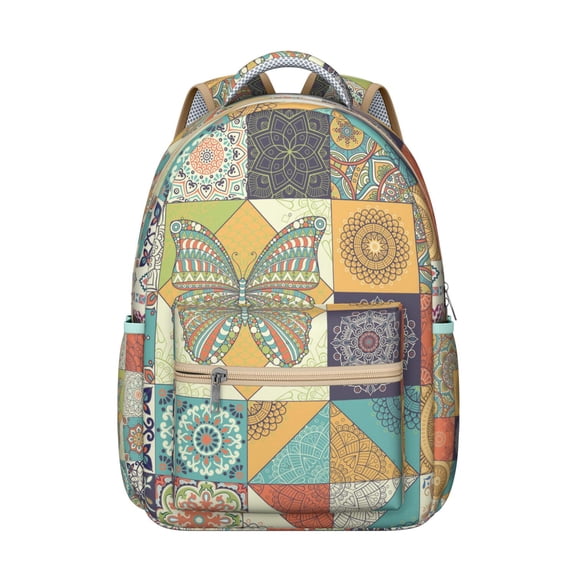 "Tribal Style Daypack for Women – Boho Chic Backpack, 17 Inch Laptop Sleeve, Large Capacity for School & Commuting"
