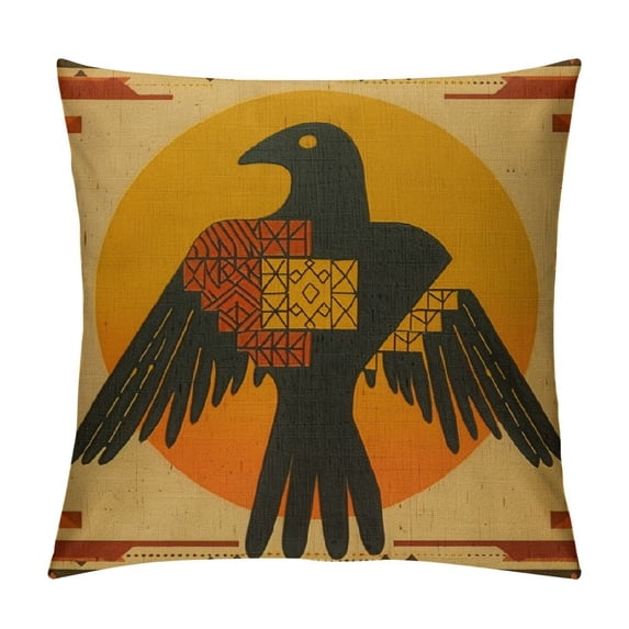 Tribal Style Eagle Ornamental Farmhouse Pillow Cover Home Decor Cotton Linen Throw Pillow Case Cushion Cover for Sofa Couch