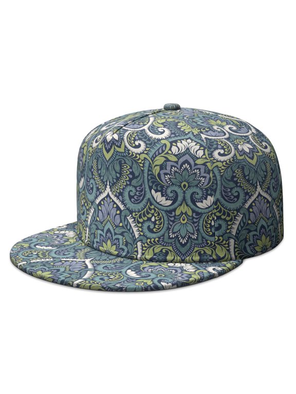 Tribal Style Flat Brim Cap – Artistic Minimalist Design, Adjustable Snapback, Unisex for Streetwear & Casual
