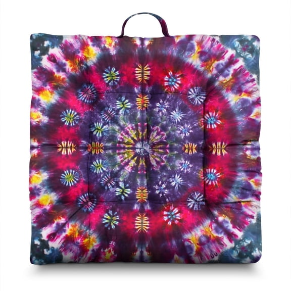 Tribal Style Floor Cushion 22 Inch Large Square Pillow, Rustic Folk Design, Soft for Yoga & Fireplace Seating
