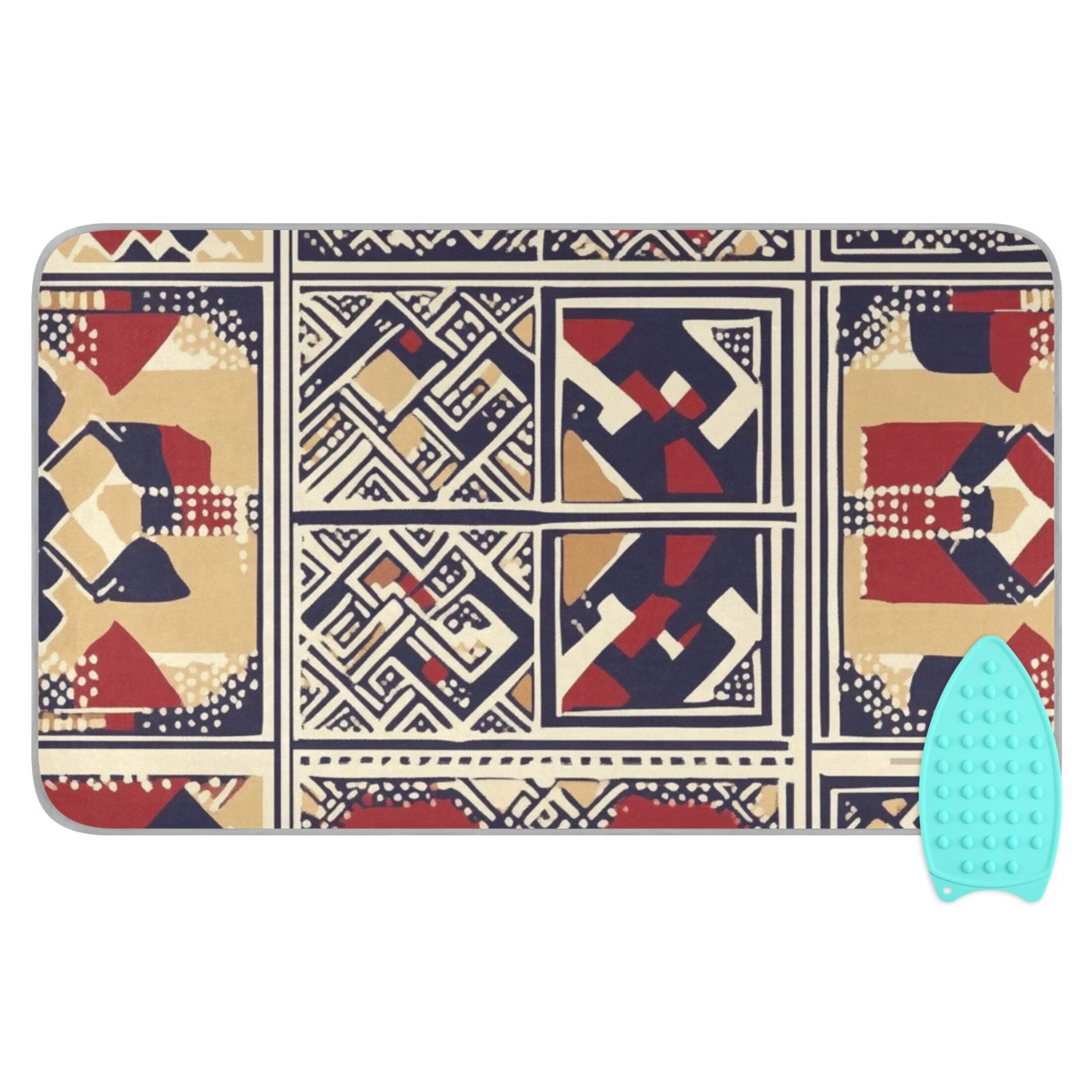 Tribal Style Patterns Ironing Mat Blanket for Table Top Travel Portable Ironing Board Pad 47.2x27.6 Inch
