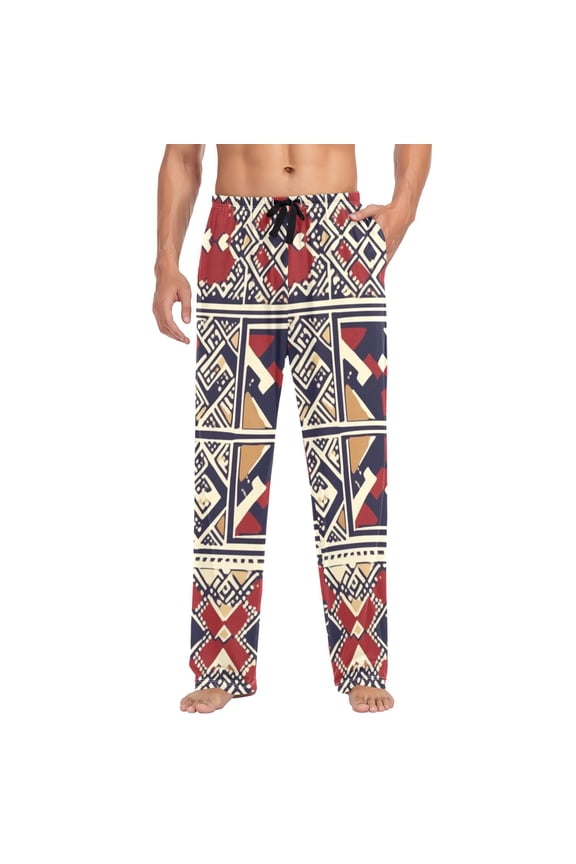 Tribal Style Patterns Mens Cotton Pajama Pant Sleep and Lounge Bottons with Pockets