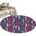 thumbnail image 1 of Tribal Style Round Living Room Rugs 4 ft, Abstract Boho Ethnic Feather Leaf Washable Area Rug with Non-Slip Sturdy Edge Binding Round Carpet for Entryway Kitchen Bedroom Bathroom, 1 of 9