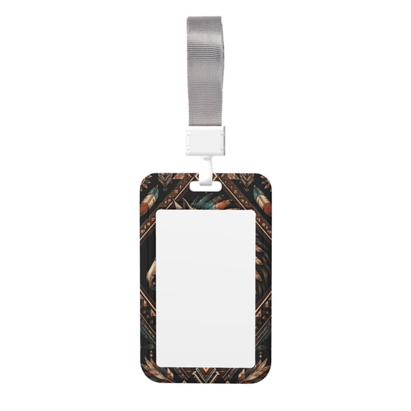 Tribal Style Running Horse Art Badge Holder with Lanyard ID Name Work Card Tag Protector Case for Teacher Nurse Doctor Office
