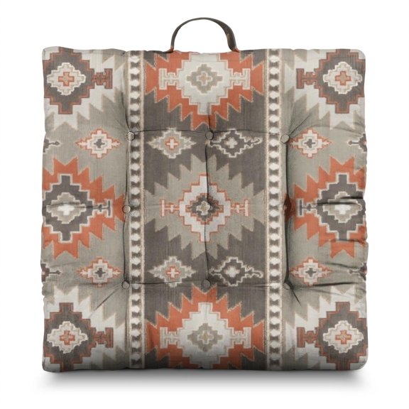 Tribal Style Seat Cushion Large 22x22 Inch Boho Chic Floor Pillow, Soft & Thick for Yoga, Tatami & Back Pain Relief (Ethnic Print)
