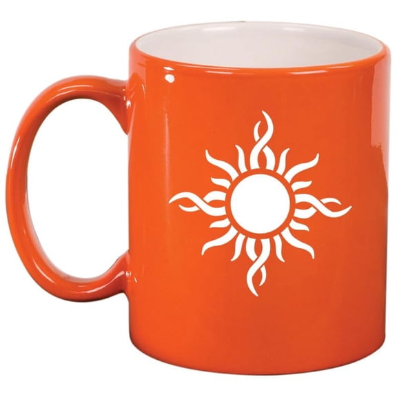 Tribal Sun Ceramic Coffee Mug Tea Cup Gift (11oz Orange)