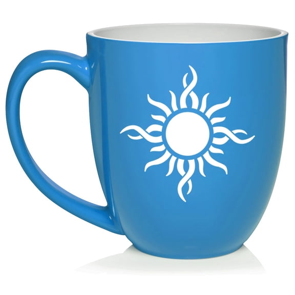 Tribal Sun Ceramic Coffee Mug Tea Cup Gift (16oz Light Blue)